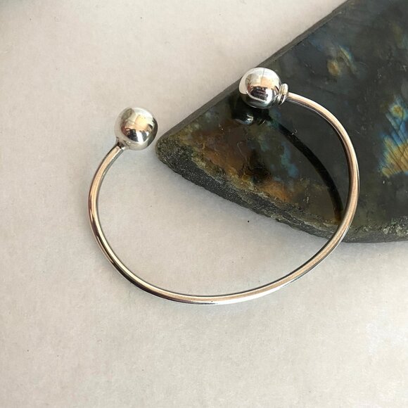 Sterling Silver 925 10MM Removable Bead Ball Cuff Charm Bracelet Sz 6.75" - Picture 7 of 16